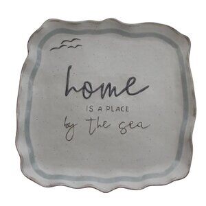 Mud Pie Nested Sea Platter large 14" white HOME IS A PLACE BY THE SEA